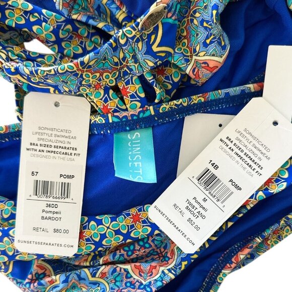 Sunsets Pompeii Bardot Top & Twist and Shout Bottoms Bikini Set NWT NEW 36DD / M - Picture 6 of 6